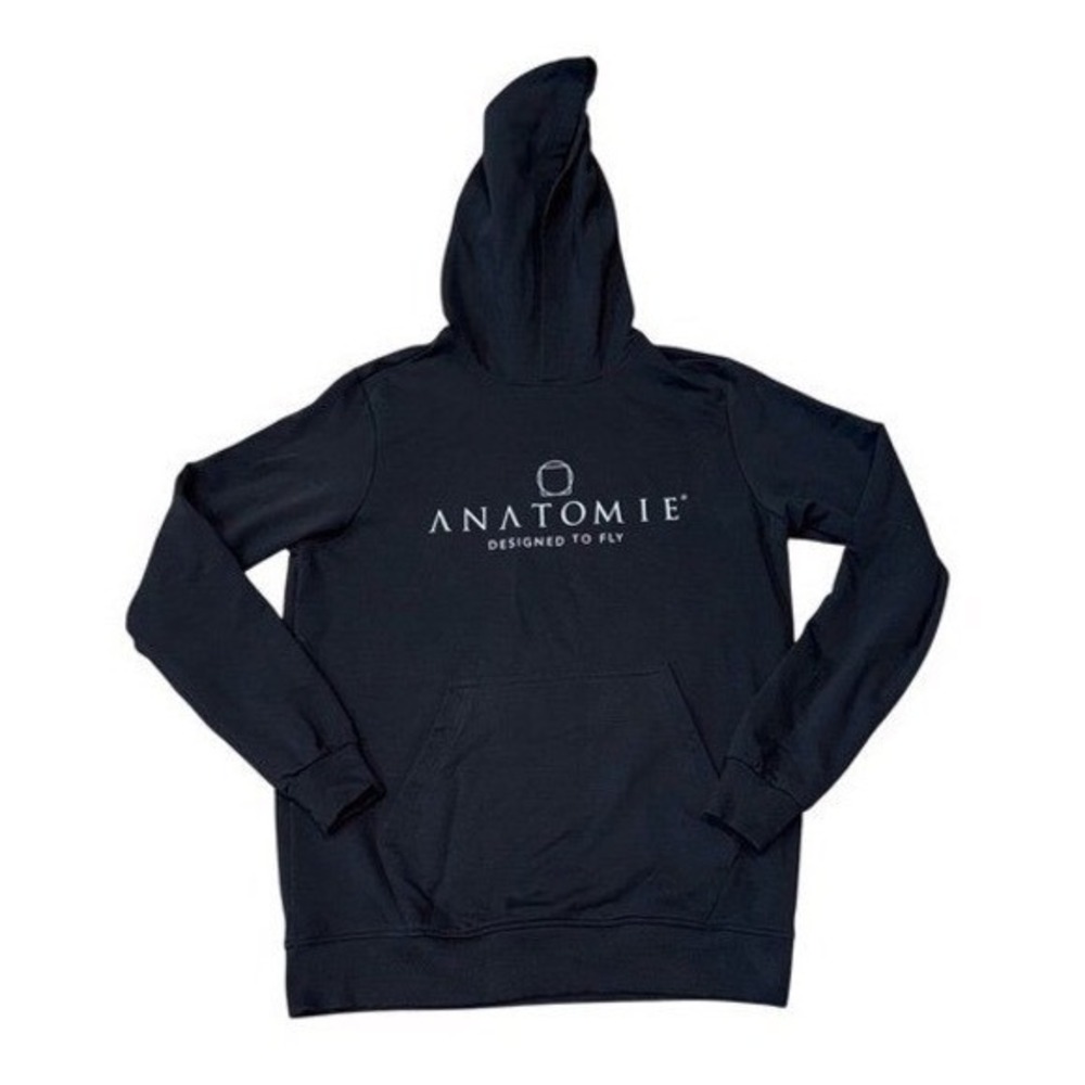 ANATOMIE Designed to Fly Logo Hoodie Black Travel Athleisure Pullover | Sz S